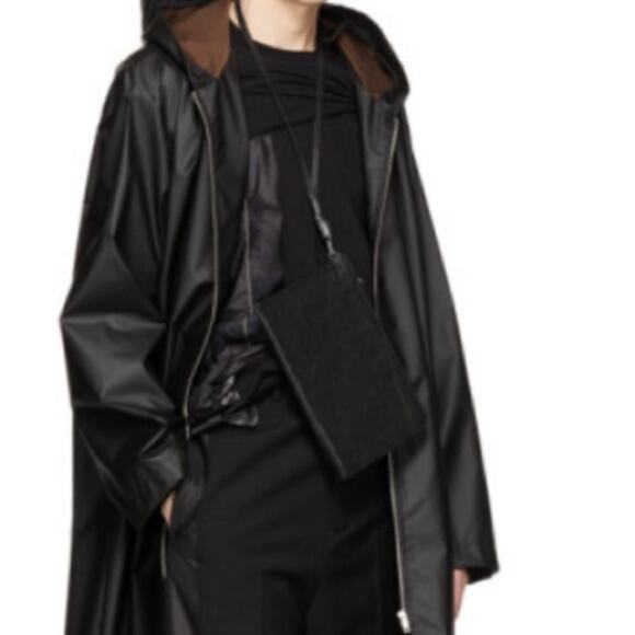 Boris Bidjan Saberi Zip-Around Wallet Bag Black Grained Leather - Picture 4 of 15